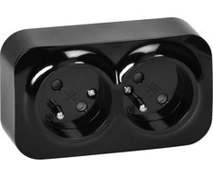 Orno Dvigubas „ToDo“ lizdas 2x2P+Z, 16A/230VAC, IP20, juodas