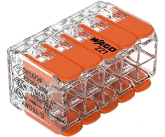 Orno Złączka „Wago“ 10 takelių jungtis, modelis: 221-420, nuo 0,20 iki 4,00 mm², 4 vnt.
