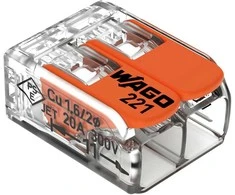 Orno Złączka „Wago“ 2 takelių jungtis, modelis: 221-412, nuo 0,20 iki 4,00 mm², 10 vnt.