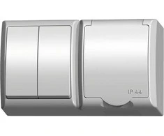 Ospel ZH-Ł2G/00/w FALA Hermetiškas žvakidės jungiklis + lizdas su/u su atvartu balta ZH-Ł2G/00/w