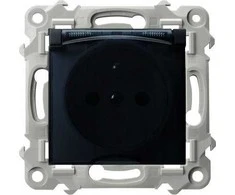 Ospel Aptaškymui atsparus lizdas Ospel Szafir GPH-1ZZ/m/33/d su įžeminimu IP44, skaidrus dangtelis, juodas metalas