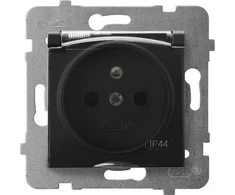 Ospel ARIA atsparumo smūgiams lizdas su IP44 skaidriu juodu metaliniu dangteliu GPH-1UZ / m / 33 / d