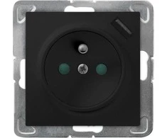 Ospel IMPRESJA Vienvietis lizdas su įžeminimu, srovės kanalo sklendės, su USB įkrovikliu, metalinis juodas GP-1YZPUSB/m/33