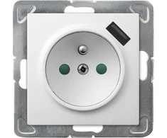 Ospel IMPRESJA Vienvietis lizdas be baltų langinių su USB įkrovikliu GP-1YZPUSB/m/00USB GP-1YZPUSB/m/00