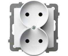 Ospel GP-2GR/m/00 AS Dvigubas kištukinis lizdas be išėjimo, baltas GP-2GR/m/00