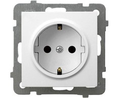 Ospel GP-1GS/m/00 AS Viengubas lizdas su Schuko lizdu, baltas GP-1GS/m/00