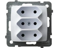 Ospel GP-3S/m/00 KARO Lizdas potrójne b/u 2.5A EURO balta GP-3S/m/00