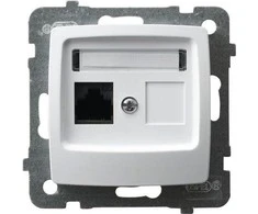 Ospel GPK-1S/K/m/00 KARO Vienvietis kompiuterio lizdas RJ45 kat.5e MMC baltas GPK-1S/K/m/00