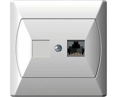 Ospel GPK-1A/F/00 AKCENT Viengubas kompiuterio lizdas RJ45 cat.5e FOREX baltas GPK-1A/F/00