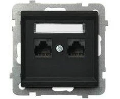 Ospel Sonata kompiuterio lizdas dvivietis 2xRJ45 cat.5E, metalinis (GPK-2R / K / m / 33)