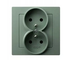 Ospel Dvigubas lizdas su įžeminimu, komplektuojamas su rėmeliu, matinės žalios spalvos GP-2GZ/84