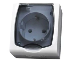 Ospel GNH-1NS/00/d MADERA Lizdas hermetiškas vienvietis su/u Schuko IP44 permatomas atvartas balta GNH-1NS/00/d