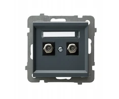 Ospel SONATA Antenos lizdas F tipo dvigubas pilkas grafitas GPA-2RF/m/73