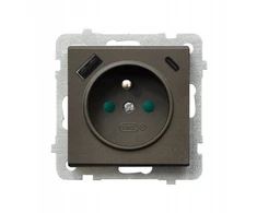 Ospel GP-1RZPUSBAC/m/40 SONATA Viengubas lizdas su įžeminimu ir srovės kelio skląsčiais, su USB A+C įkrovikliu, šokolado metalo spalvos GP-1RZPUSBAC/m/40