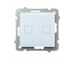 Ospel Sonata Touch Dviejų grupių jutiklinis jungiklis su žvakės funkcija 10AX IP20 baltas stiklas ŁPDT-2RS/m/31 su apšvietimu + wi-fi 230V 50/60Hz