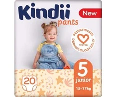 Kindii KINDI Sauskelnės-kelnaitės junior 5 dydis (12-17 kg) 20 vnt