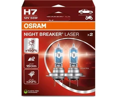 OSRAM Automobilinės lemputės NIGHT BREAKER LASER +150% H7 55W 12V PX26D 2vnt