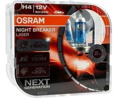 Osram lemputės Night Breaker lazerinis,+150%, H4, 60/55W, DUO O64193NL