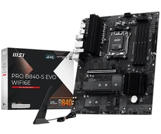 Pagrindinė plokštė PRO B840-S EVO WIFI6E | MSI procesorių šeima AMD | Procesoriaus lizdas AM5 | Palaikomos standžiojo disko sąsajos SATA, M.2 | SATA jungčių skaičius 4