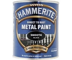Metalo dažai HAMMERITE SMOOTH FINISH, blizgūs, juodos sp., 250 ml