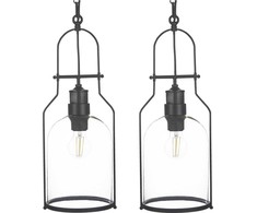 Pakabinamas šviestuvas Lampa wisząca Beliani Rinkinys 2 lamp wiszących metalowy juoda BASHILO!