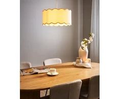 Pakabinamas šviestuvas Lampa wisząca Beliani GAIREZI Metal Baltas/ smėlio spalva (677054 Bel)
