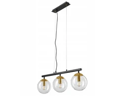 Pakabinamas šviestuvas Lamkur Eloise 47430 lampa wisząca zwis modern belka kule szklane klosze 3x15W E14 juoda/mosiądz