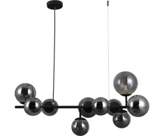 Pakabinamas šviestuvas Italux Modernistinis kabantis šviestuvas FRONTERA PND-40423-10 Italux metalinis gaubtas stikliniai rutuliai pakabinamas juodas rūkytas