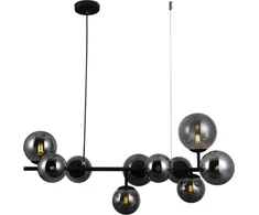 Pakabinamas šviestuvas Italux Modernistinis kabantis šviestuvas FRONTERA PND-40423-10 Italux metalinis gaubtas stikliniai rutuliai pakabinamas juodas rūkytas