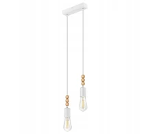 Pakabinamas šviestuvas Kabanti lempa Lamkur Simon kabanti lempa su pakabinimu Edison moderni metalinė 2x60W E27 balta/mediena (37318)