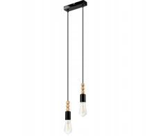 Pakabinamas šviestuvas Lamkur Lampkur Simon pakabinama lempa, kabanti Edison moderni metalinė 2x60W E27 juoda/medis (37356)