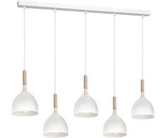 Pakabinamas šviestuvas Lampa wisząca Luminex Noak Wood balta 5-punktowa