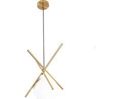 Pakabinamas šviestuvas MAXlight Kabanti lempa Loftinė kabanti lempa XENA P0403 Maxlight metalinis gaubtas stiklinis rutulys pakabinama žalvarinė balta
