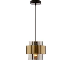 Pakabinamas šviestuvas Pakabinama lempa Candellux SPIEGA pakabinama lempa juoda + žalvarinė 1x60w E27 rūkytas šviestuvo gaubtas