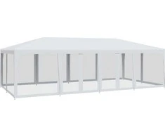 Proginė palapinė su 12 tinklinėmis sienomis, balta, 8x4m, HDPE