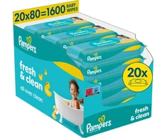 Pampers Šlapios servetėlės Fresh Clean 20 vnt. 80 servetėlių = 1600 vnt.