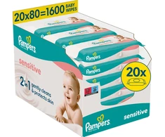 Pampers Drėgnosios servetėlės Sensitive 20 pak. 80 servetėlių = 1200 vnt.