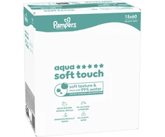 Pampers Aqua Soft Touch Servetėlės Kūdikiams, 15 Pakuotė, 900 Servetėlės
