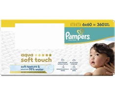 Pampers Šlapios servetėlės Aqua Soft Touch 6x60 vnt. Plastic Free