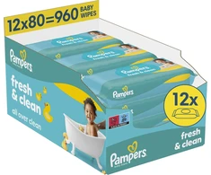 „Pampers FreshClean“ drėgnos servetėlės, 12 x 80 vnt.