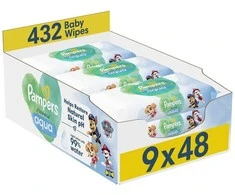 Servetėlės kūdikiams Pampers Harmonie Aqua Baby, 9 pakuotės, 432 servetėlės