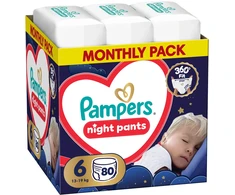 Pampers Night Pants Sauskelnės-Kelnaitės, 6, 80 vnt.