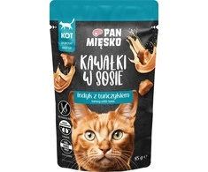 PAN MIĘSKO Gabaliukai padaže kalakutiena su tunu - šlapias kačių maistas - 85g