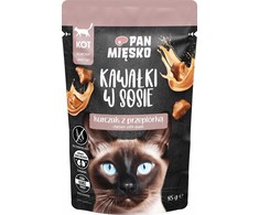 PAN MIĘSKO Gabaliukai padaže vištiena su putpele - šlapias kačių maistas - 85g