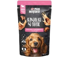 Pan Mięsko šlapias šunų ėdalo gabaliukai padaže Veršiena su putpelėmis (šuniukui) 150g