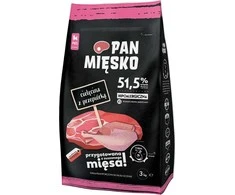 PAN MIĘSKO Veal with quail XS (puppy) – sausas Maistas šunims – 3kg