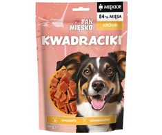 Šunų Priedas - PAN MIĘSKO Kvadratai Su Triušių Mėsa 100g Be Grūdų Hipoalerginis