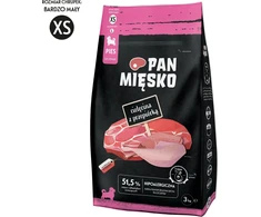 PAN MIĘSKO Veal with quail XS (puppy) – sausas Maistas šunims – 3kg