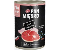 PAN MIĘSKO Kalakutas su jautiena – šlapias pašaras šunims – 400g