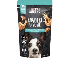 Wild PAN MIĘSKO Gabaliukai padaže Kiauliena su šerniena - šlapias šunų maistas - 150g